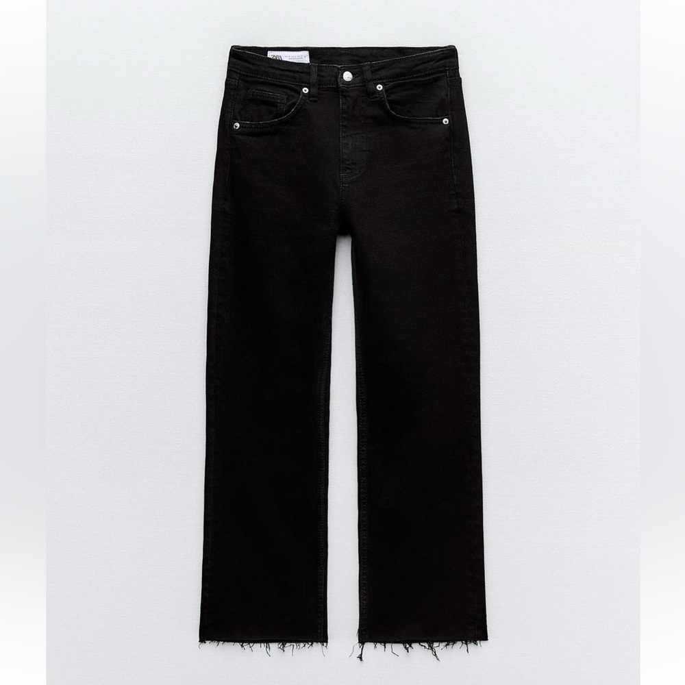 Zara flared cropped high waisted jeans